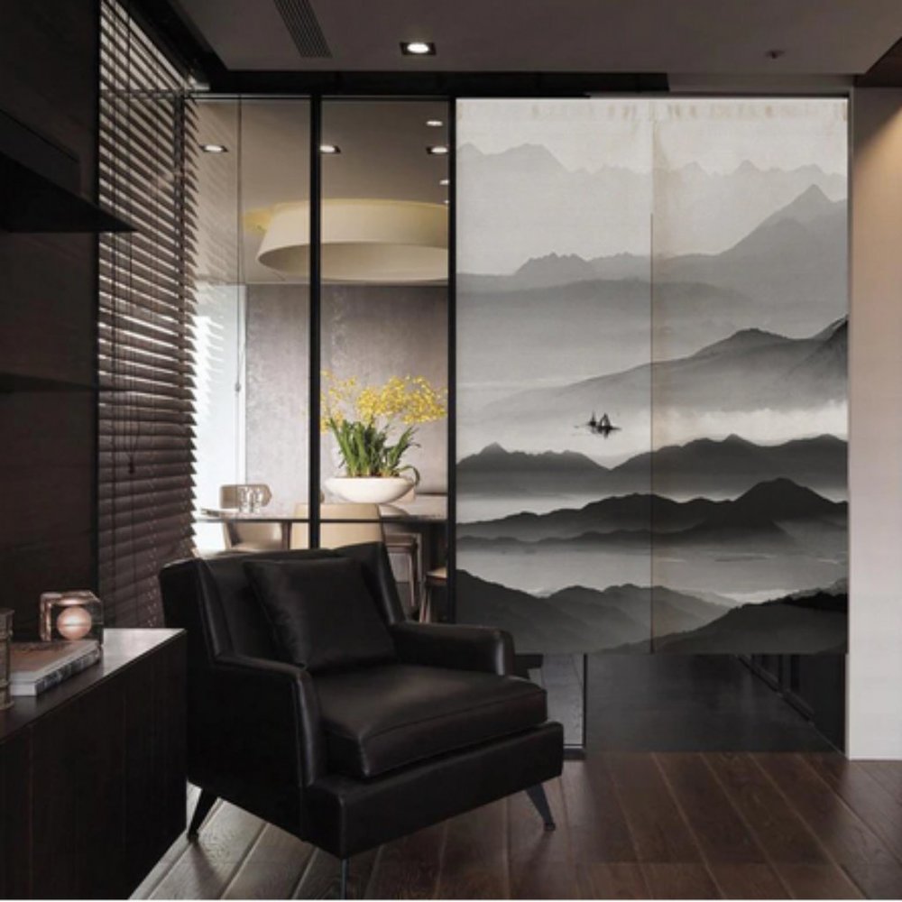 Japanese linean curtin grey black